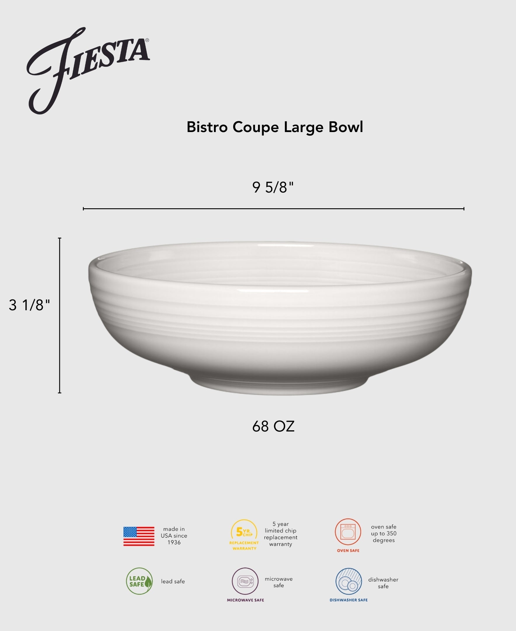 Fiesta Dinnerware - Lavender Bistro Coupe 9 5/8 Inch Large Bowl 68 OZ - Image 3