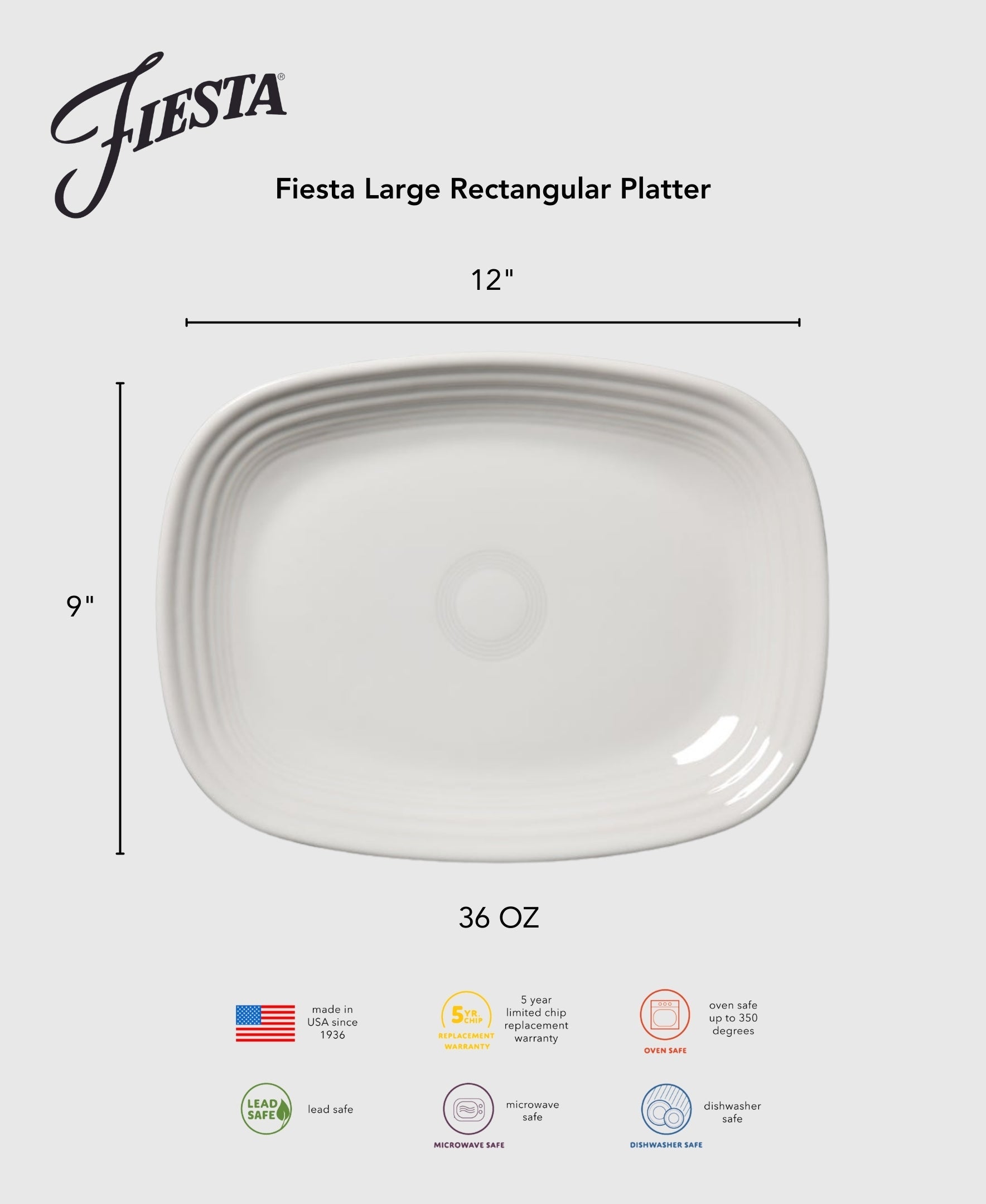 Fiesta Dinnerware - New Retired Fiesta 12 Inch Large Rectangular Platter - Image 2