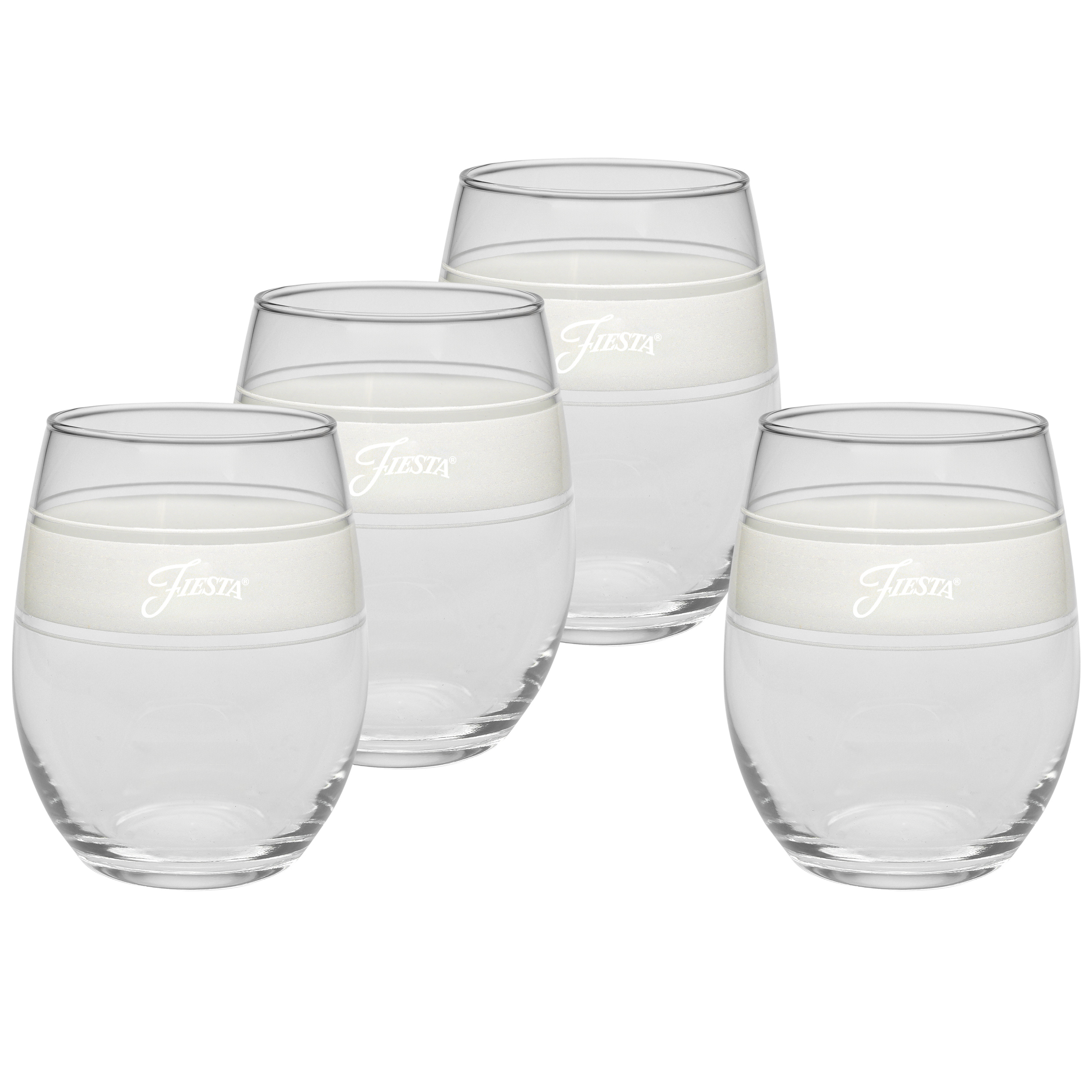 Fiesta Dinnerware - Linen 15 oz. Frame Stemless Glass, Set of 4