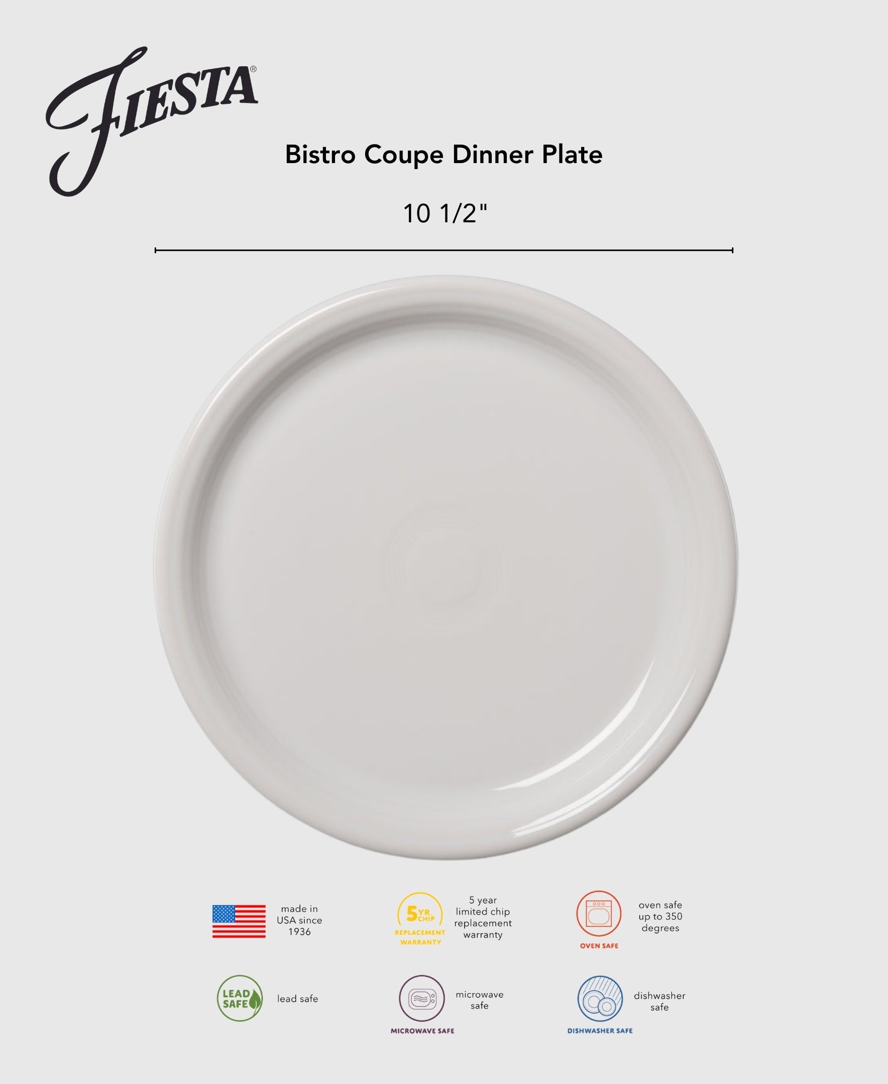 Fiesta Dinnerware - New Retired Bistro Coupe 10 1/2 Inch Dinner Plate - Image 3