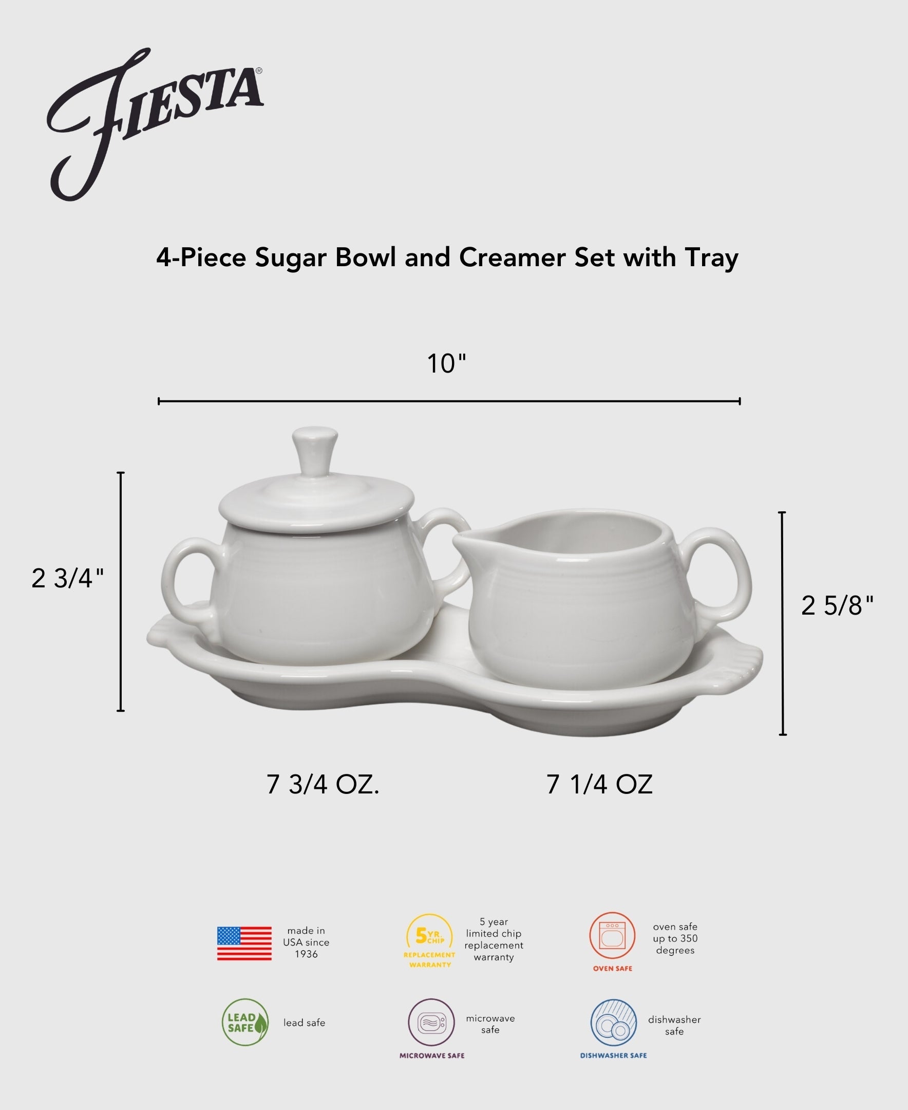 Fiesta Dinnerware - New Retired 4-Piece Sugar Bowl and Creamer Set with Tray - Image 9