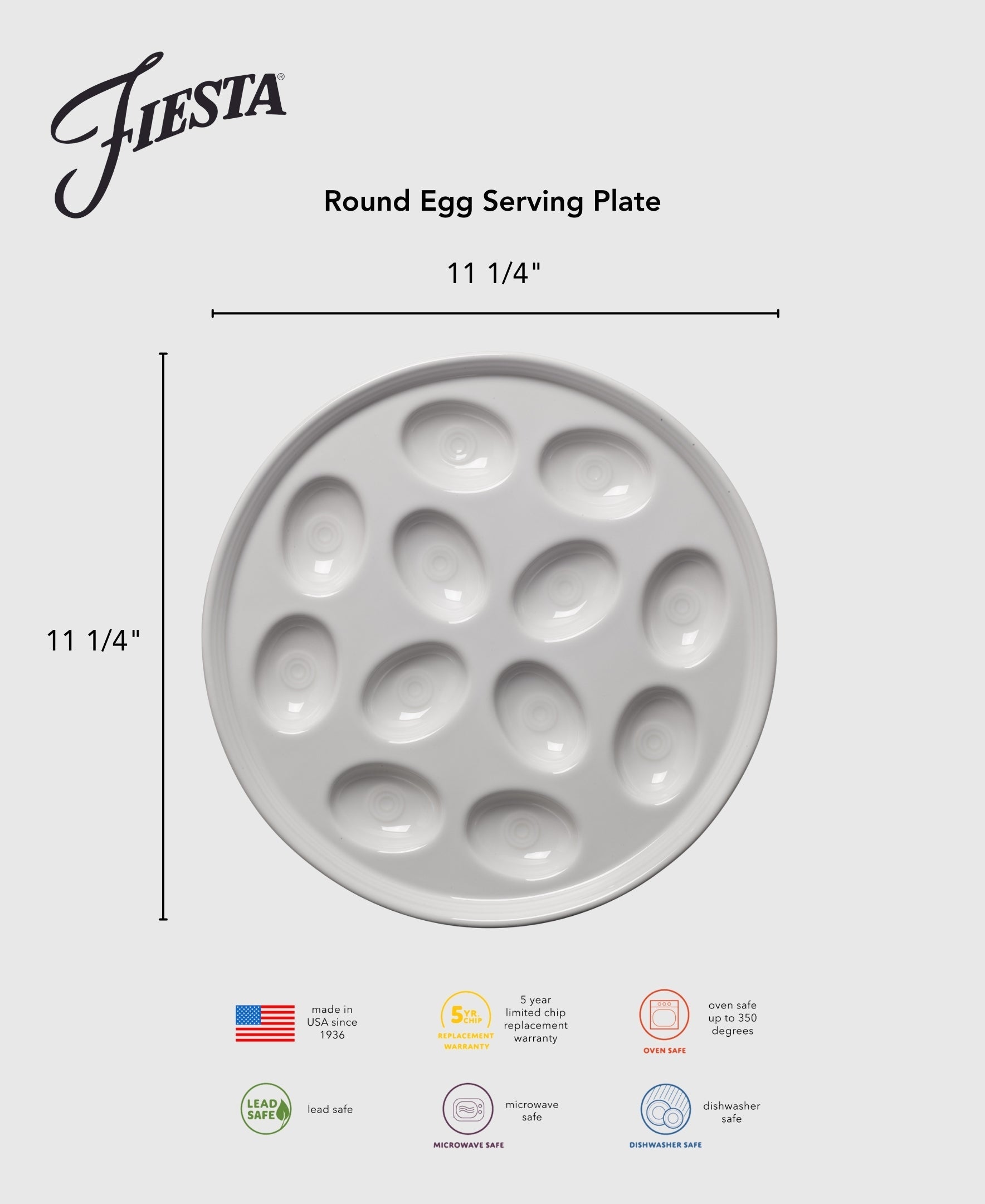 Fiesta Dinnerware - Round Egg Serving Platter 11 1/4 Inch - Image 5