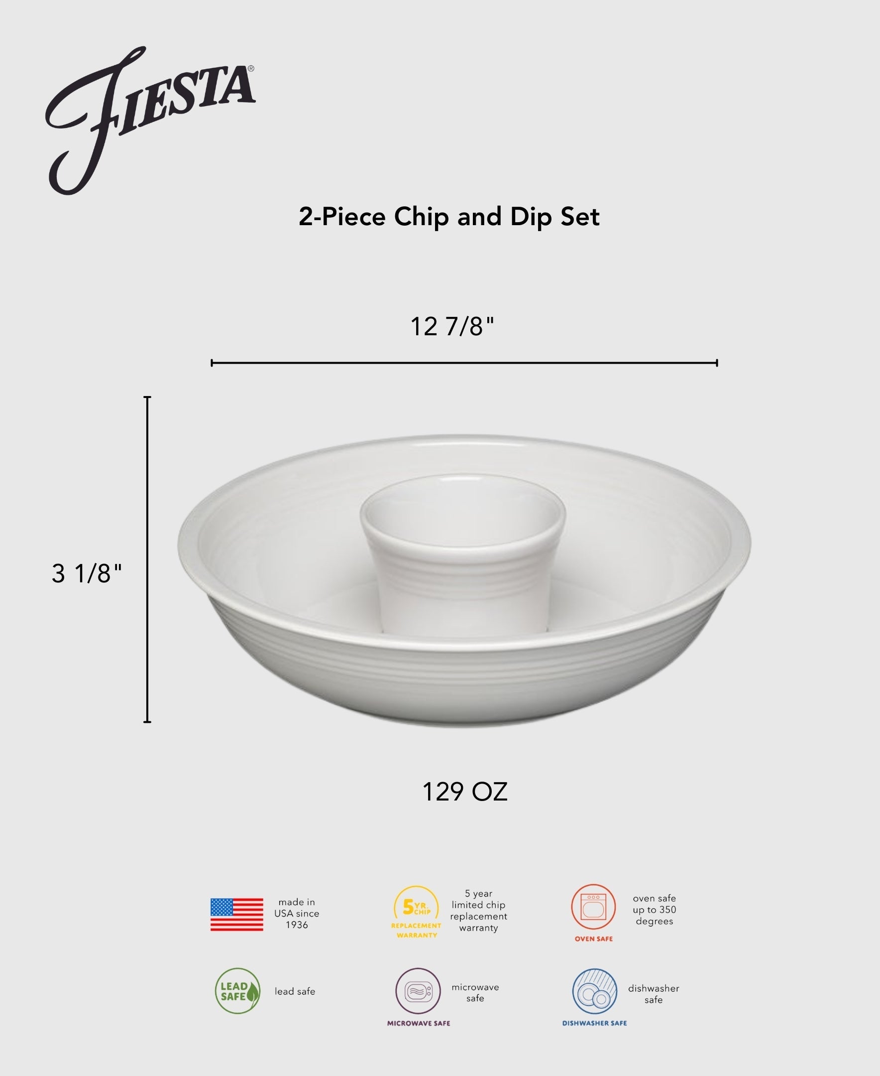 Fiesta Dinnerware - 2-Piece Chip and Dip Set 12 7/8 Inch - Image 5