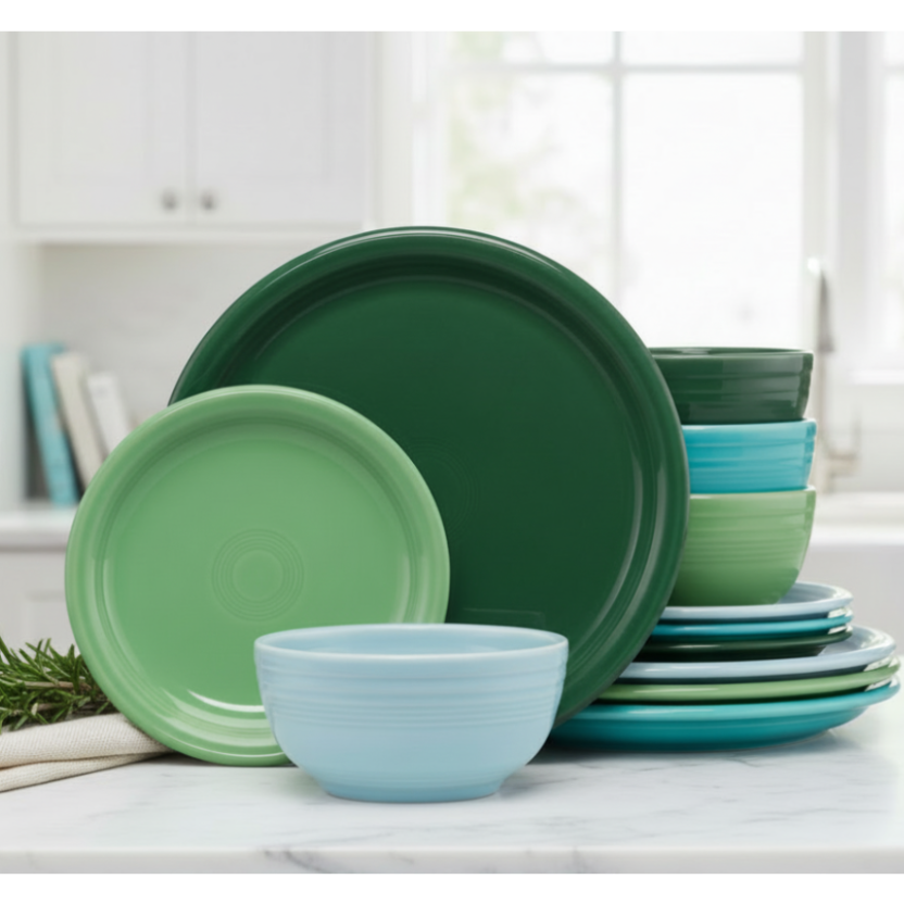 Fiesta Dinnerware - Mixed Aegean Bistro Coupe 12-Piece Dinnerware Set, Service for 4 - Image 3