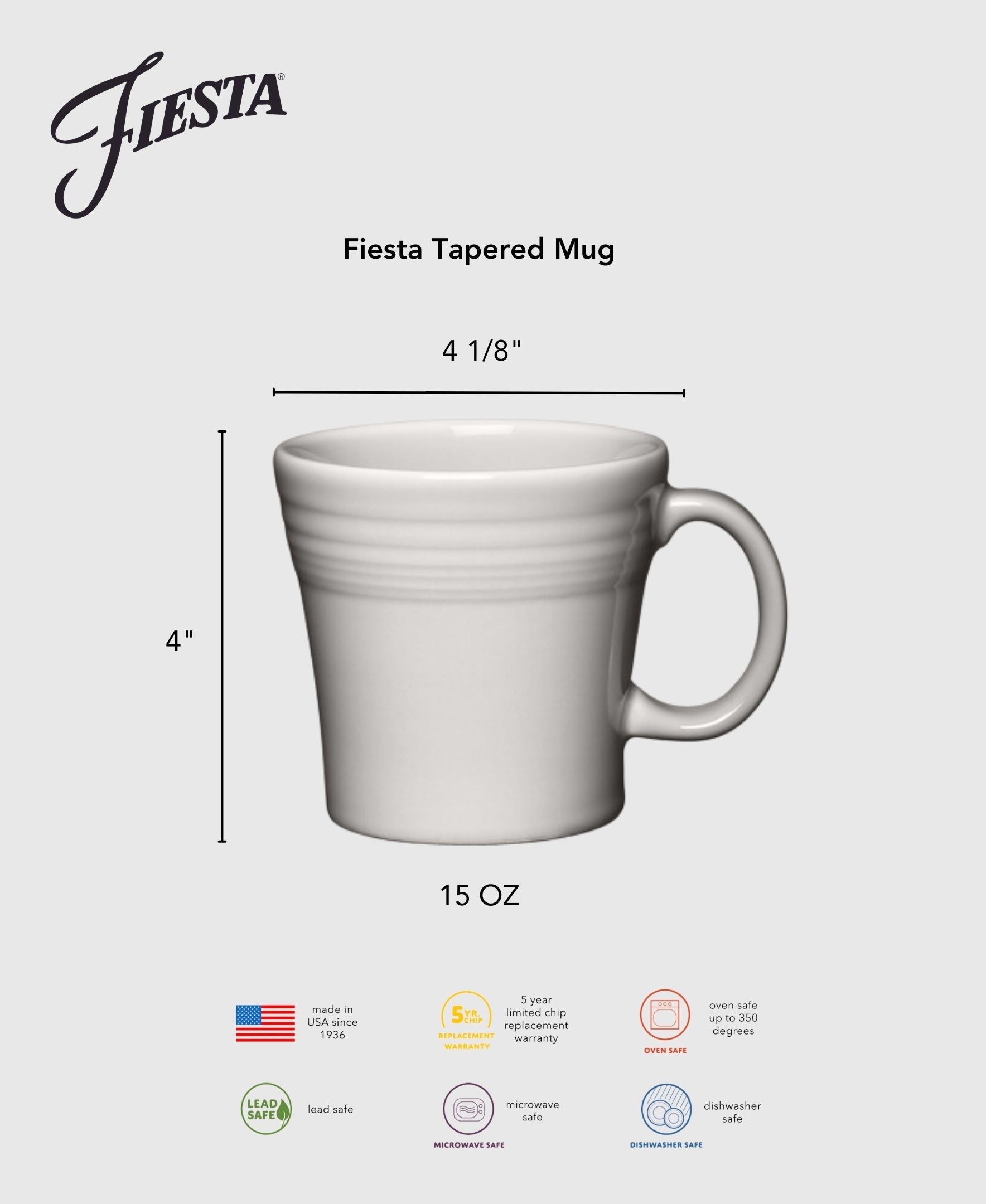 Fiesta Dinnerware - Lavender 15 OZ Tapered Mug - Image 3