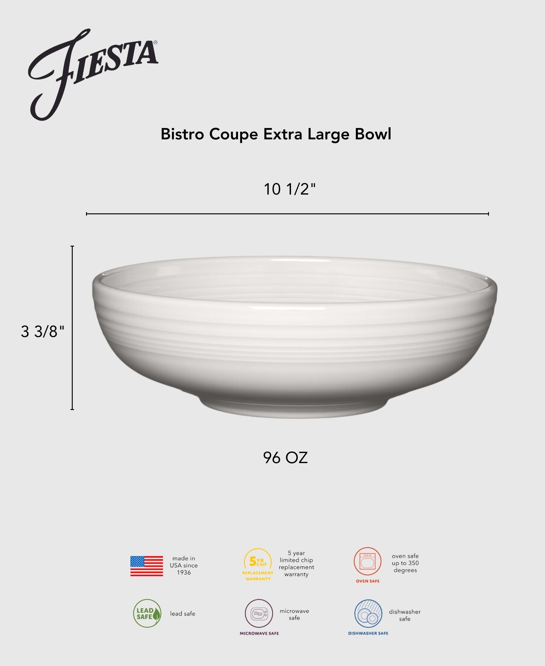 Fiesta Dinnerware - Bistro Coupe 10 1/2 Inch Extra Large Bowl 96 OZ - Image 3