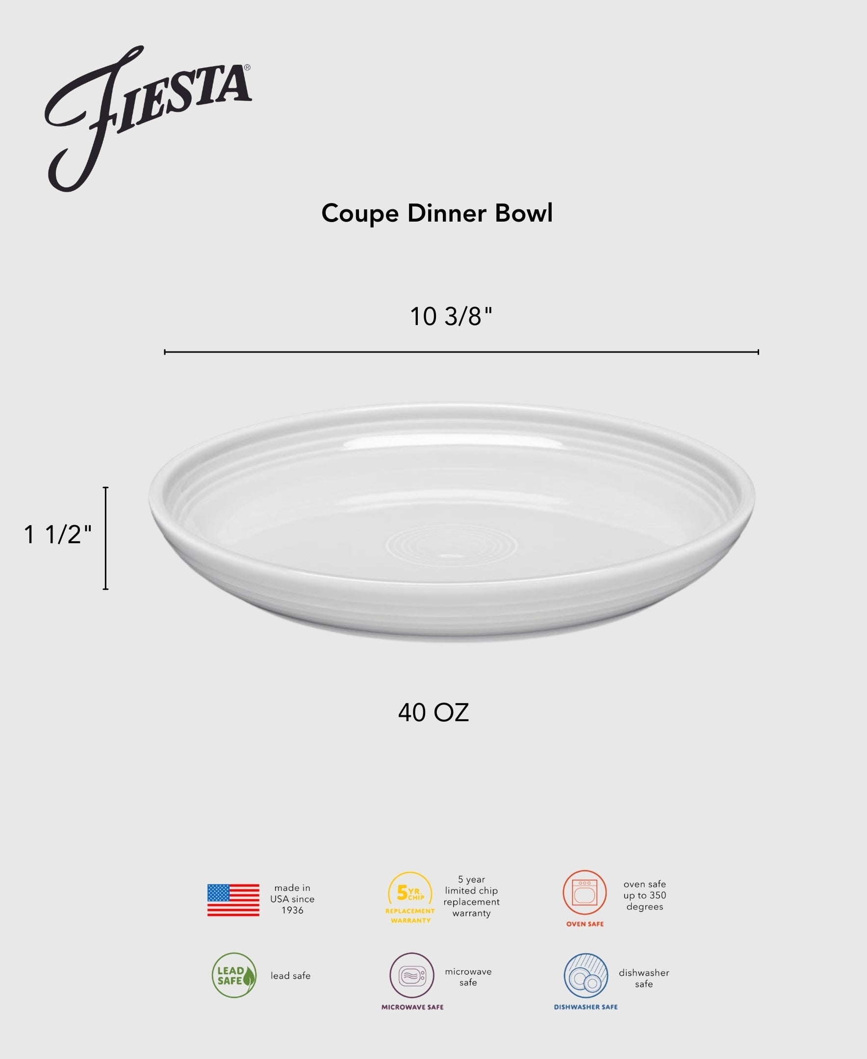 Fiesta Dinnerware - Lavender Coupe 10 3/8 Inch Dinner Bowl 40 OZ - Image 2