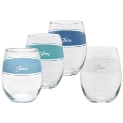 Fiesta Dinnerware - Coastal Blues 15 oz. Frame Stemless Wine Mixed Color, Set of 4