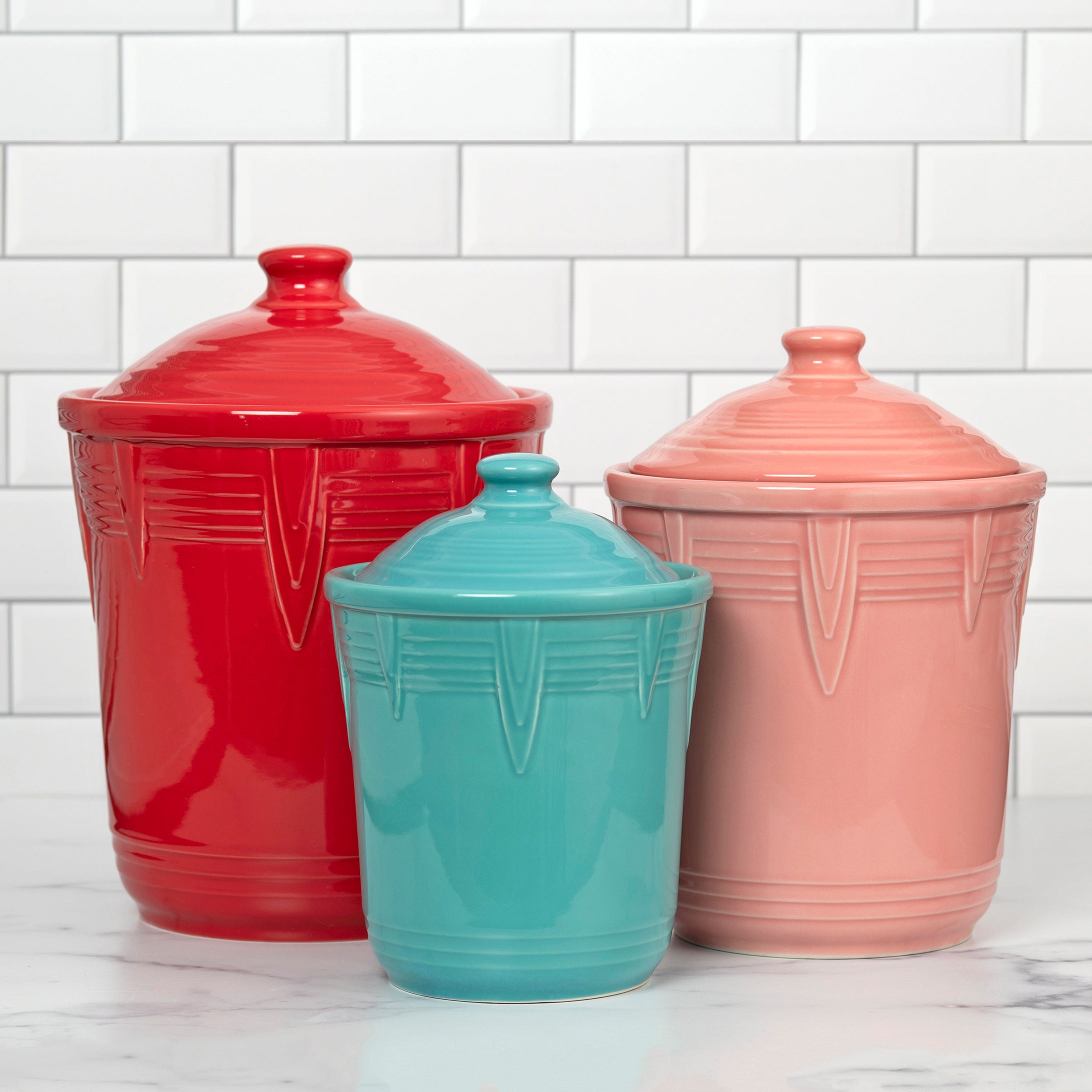 Fiesta Dinnerware - New Retired Fiesta 1 Quart Small Chevron Canister - Image 2