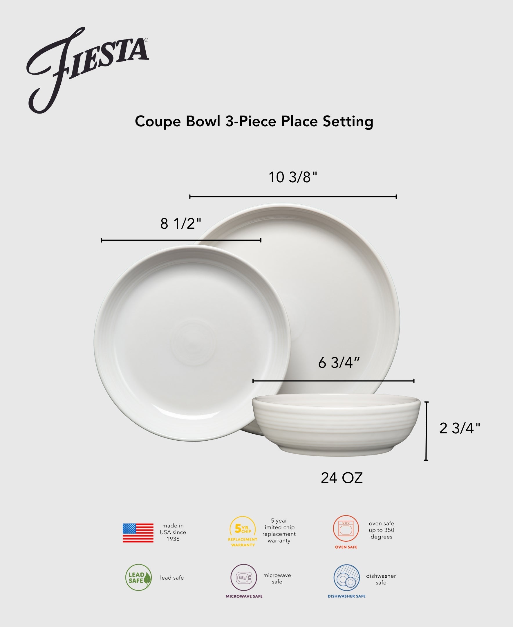 Fiesta Dinnerware - Coupe Bowl 3-Piece Place Setting - Image 5