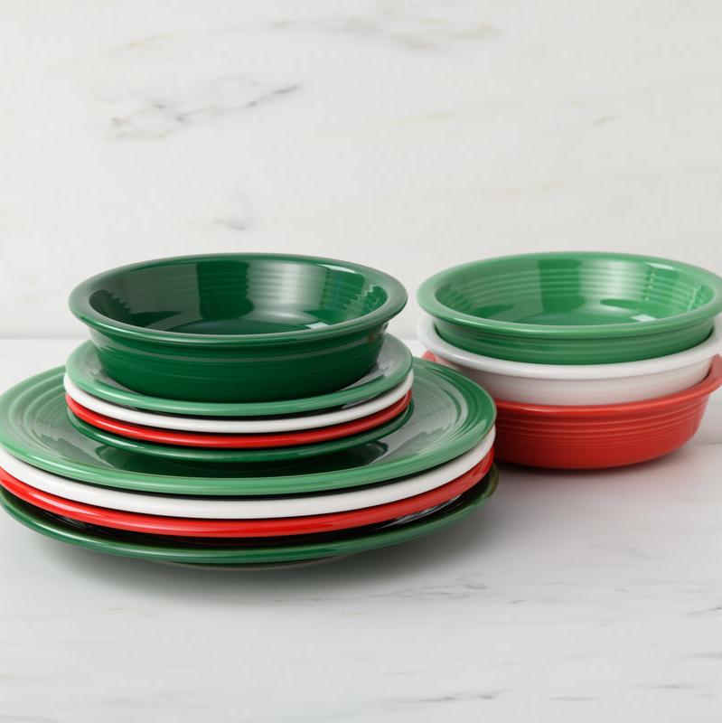 Fiesta Dinnerware - Christmas Mixed Color Classic Rim 12-Piece Dinnerware Set, Service for 4 - Image 2
