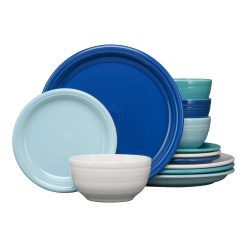 Fiesta Dinnerware - Mixed Coastal Blues Bistro Coupe 12-Piece Dinnerware Set, Service for 4