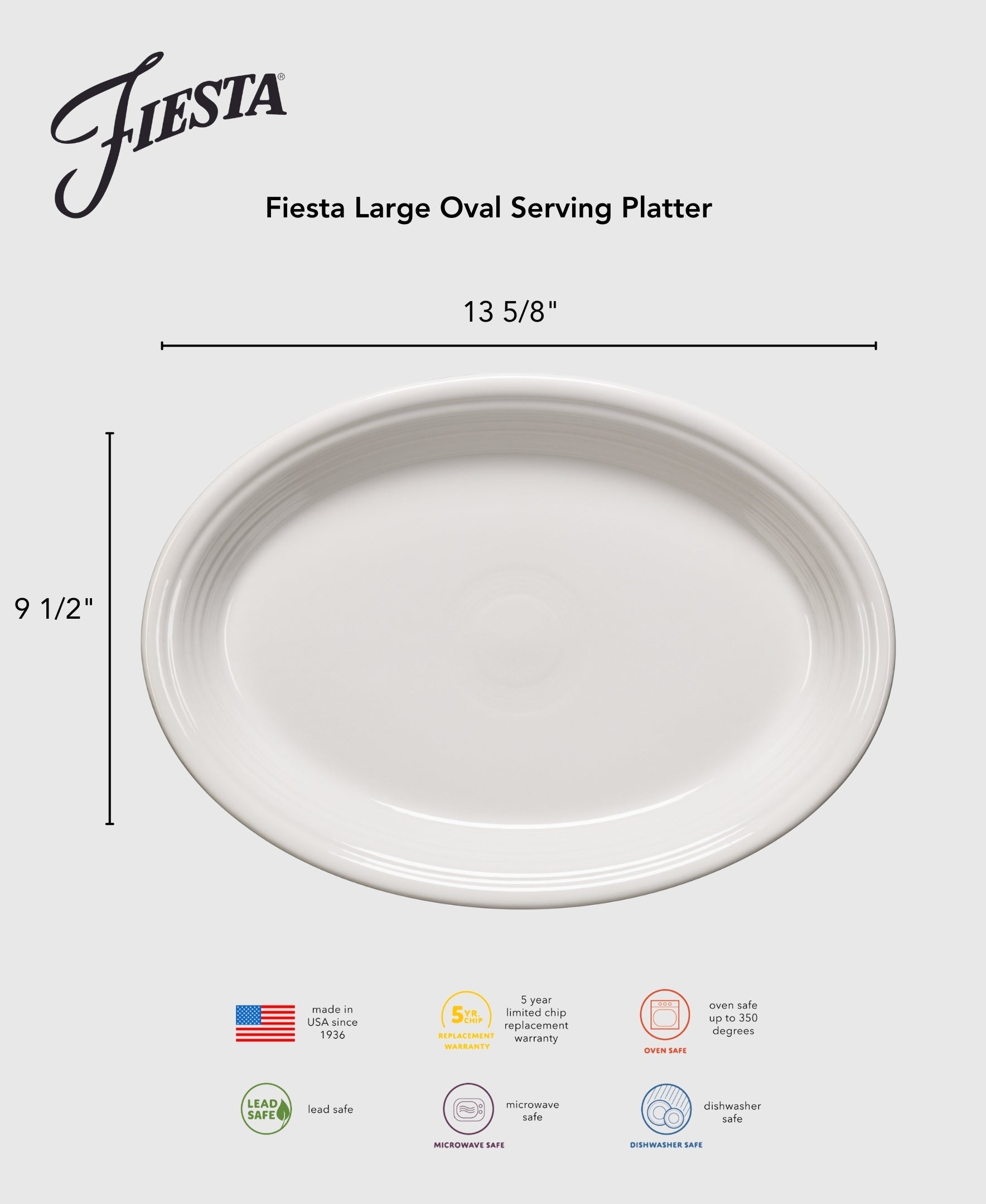 Fiesta Dinnerware - Fiesta 13 5/8 Inch Large Oval Serving Platter - Image 2