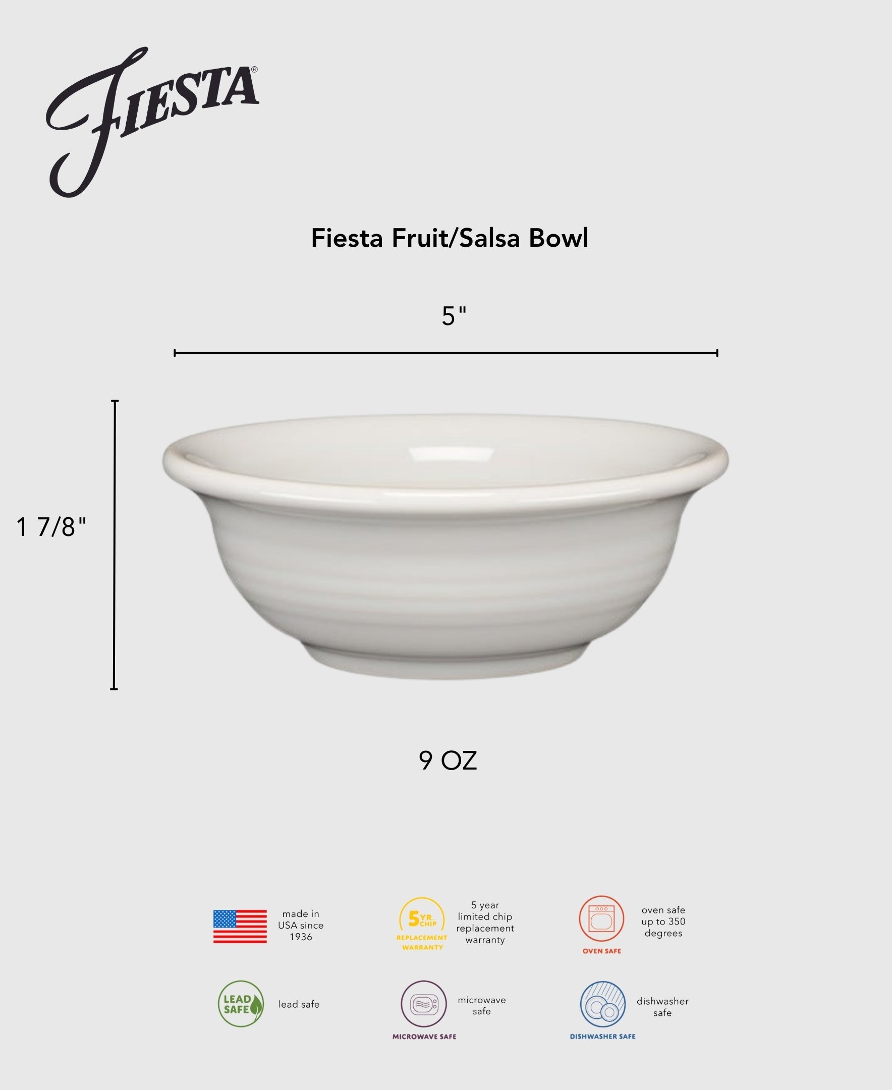 Fiesta Dinnerware - New Retired Fiesta 5 Inch Fruit/Salsa Bowl 9 OZ - Image 2
