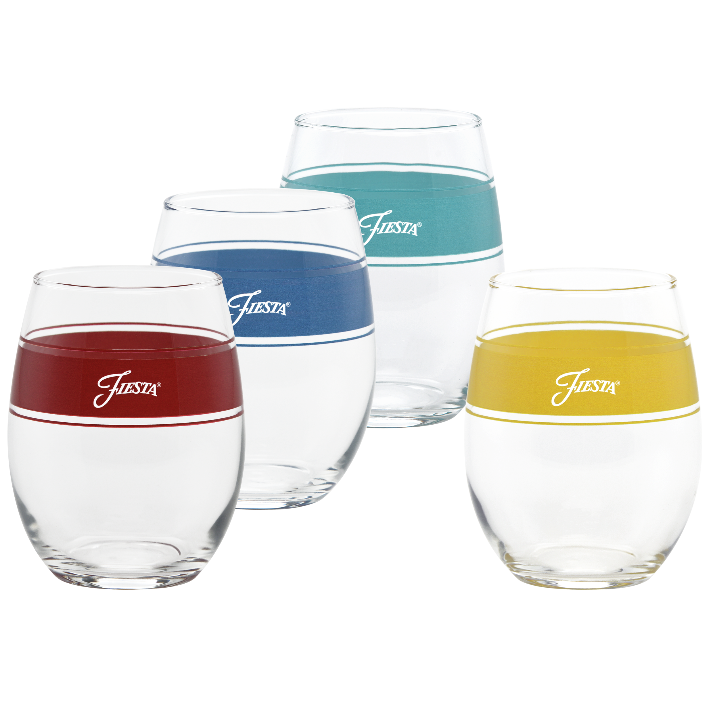 Fiesta Dinnerware - Vibrant 15 oz. Frame Stemless Wine Glass Mixed Color (Set of 4)