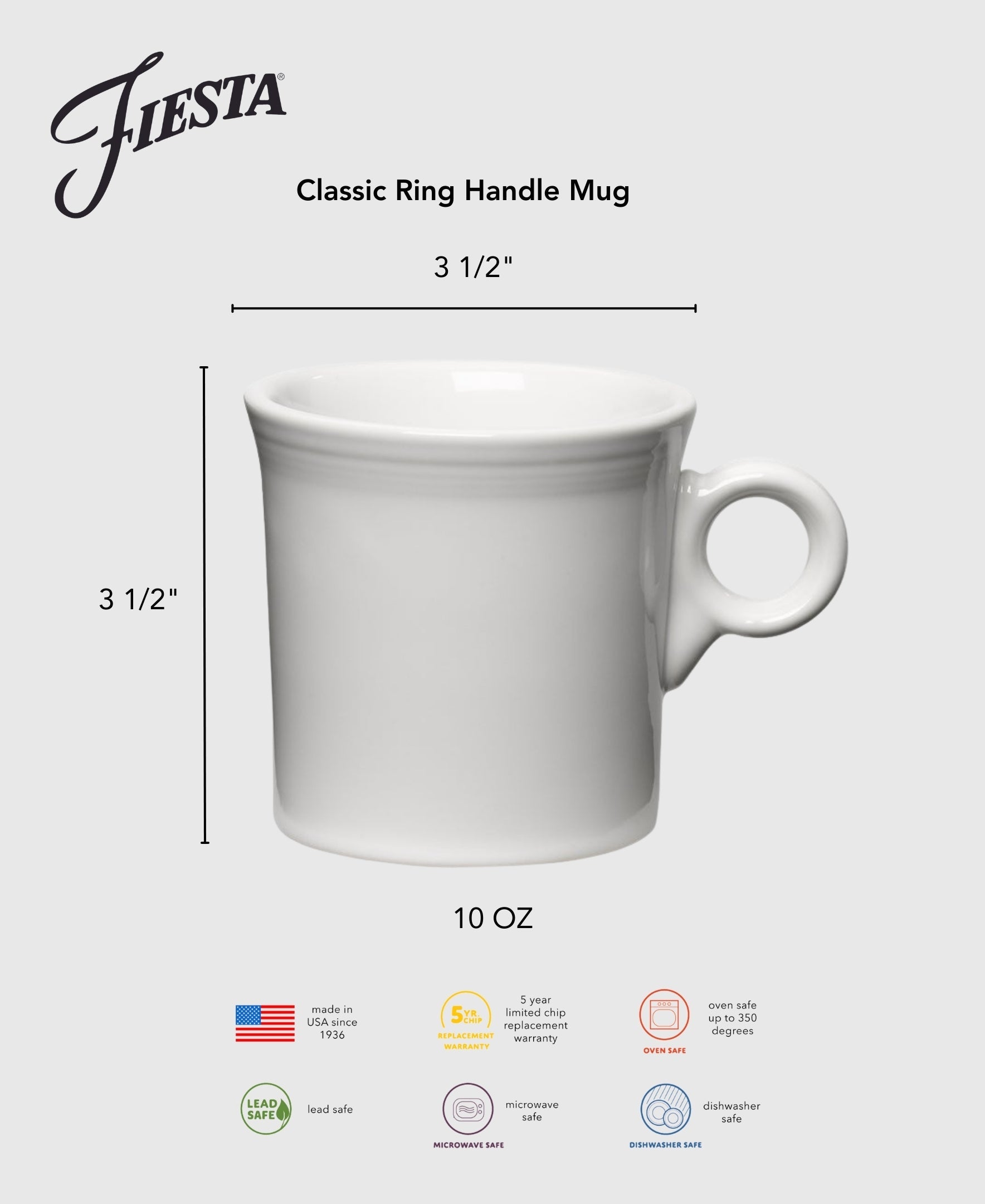 Fiesta Dinnerware - Lavender Classic Ring Handle 10 1/4 OZ Mug - Image 3