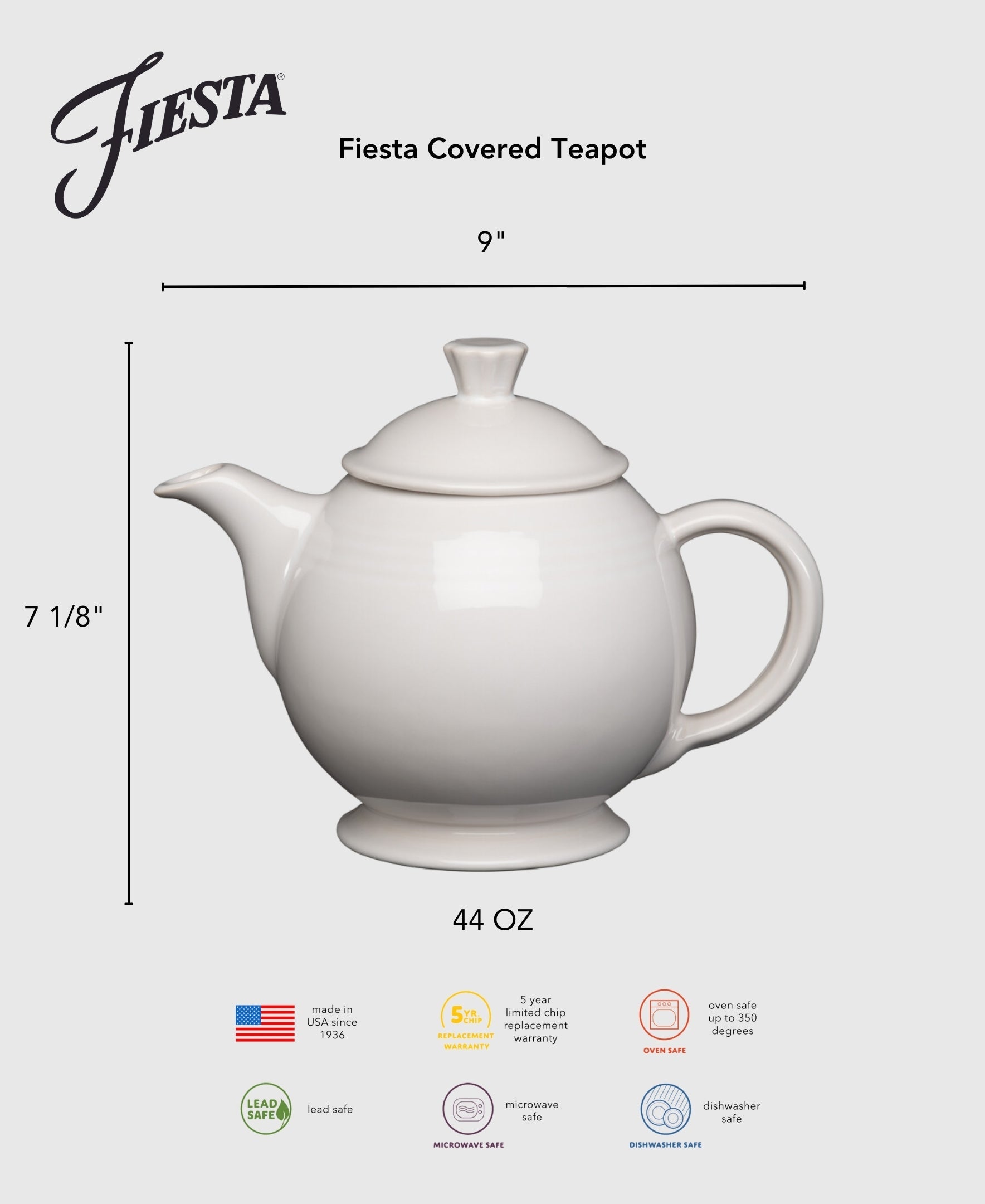 Fiesta Dinnerware - New Retired Fiesta 44 OZ Covered Teapot - Image 3