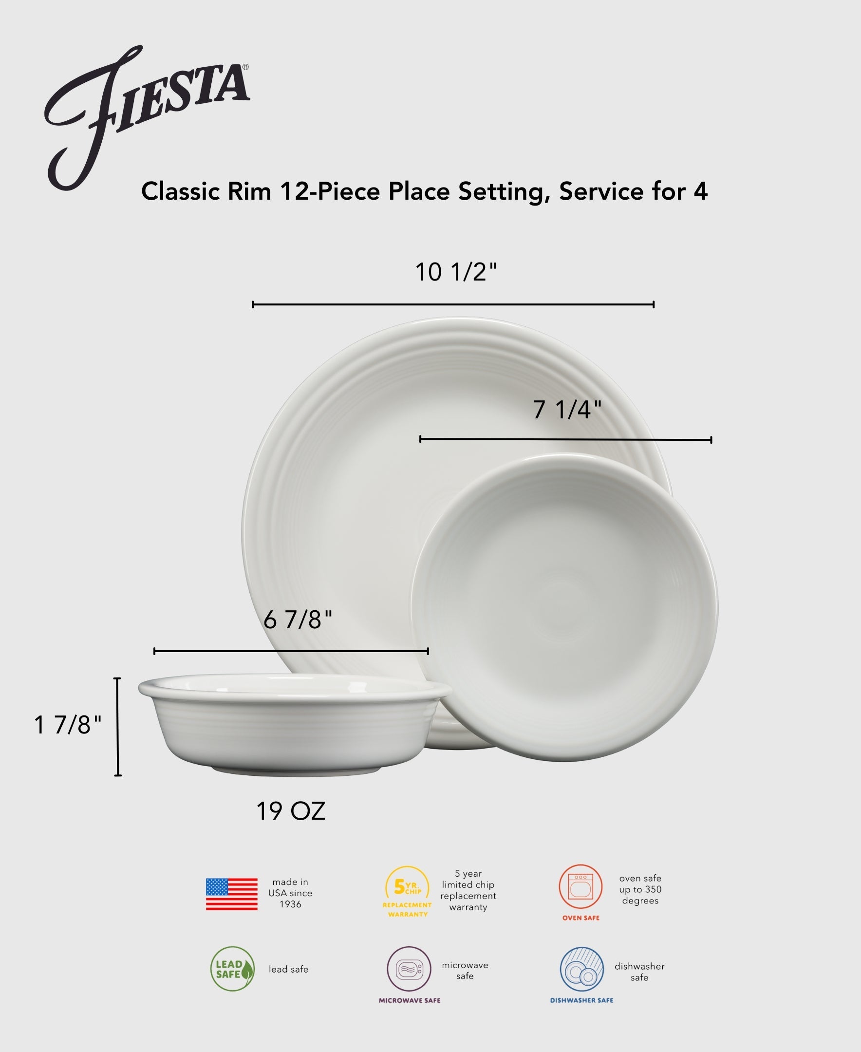 Fiesta Dinnerware - Mixed Aegean Classic Rim 12-Piece Dinnerware Set, Service for 4 - Image 4