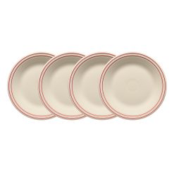 Fiesta Dinnerware - Americana Scarlet Band Set of 4 Classic Rim 10 1/2-Inch Dinner Plates