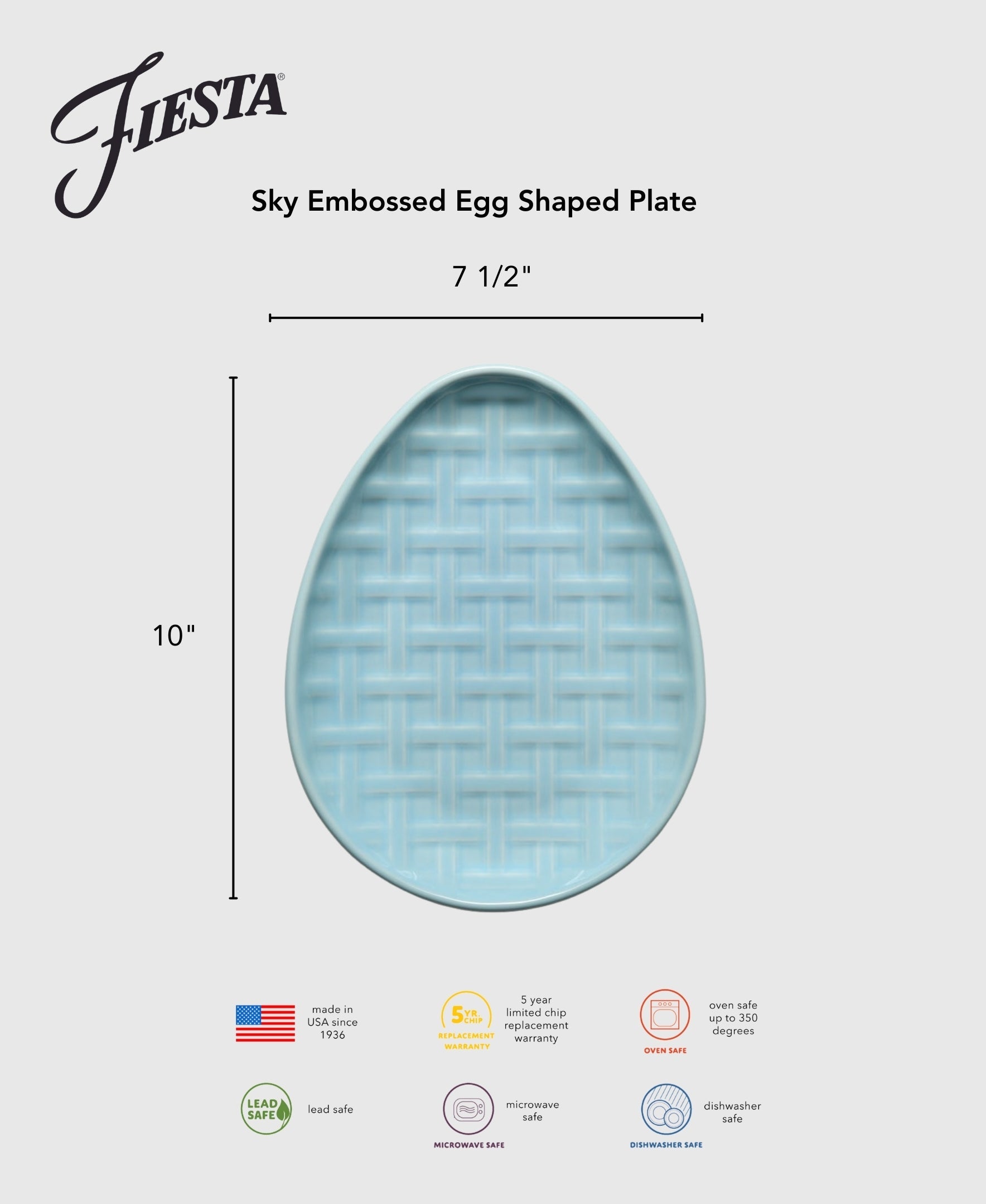 Fiesta Dinnerware - New Retired Embossed Egg Shaped Plate 10 Inch - Image 3
