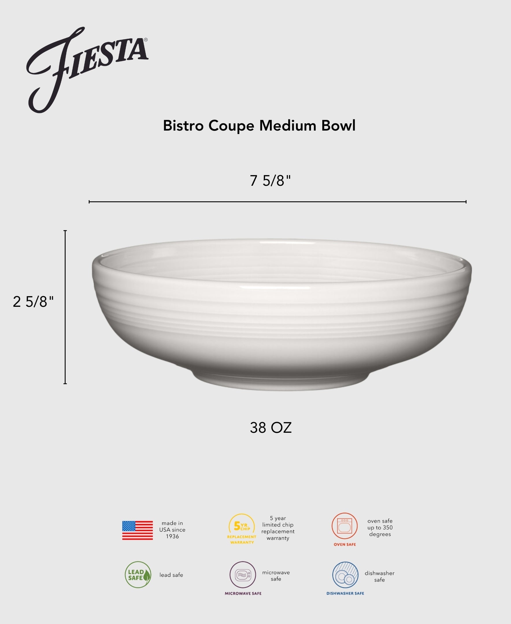 Fiesta Dinnerware - Bistro Coupe 7 5/8 Inch Medium Bowl 38 OZ - Image 9