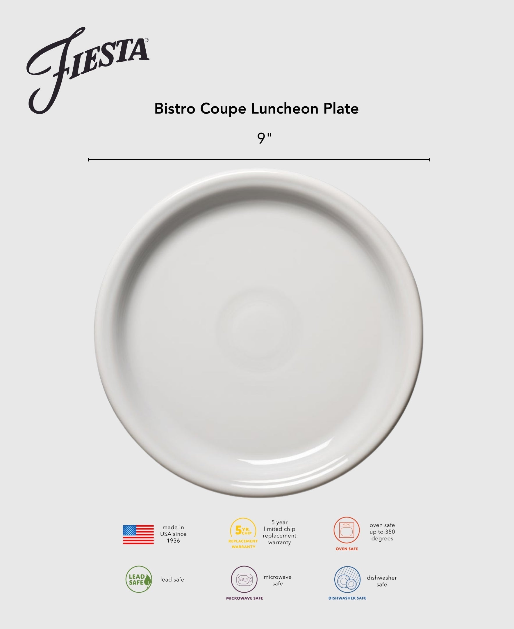 Fiesta Dinnerware - New Retired Bistro Coupe 9 Inch Luncheon Plate - Image 2